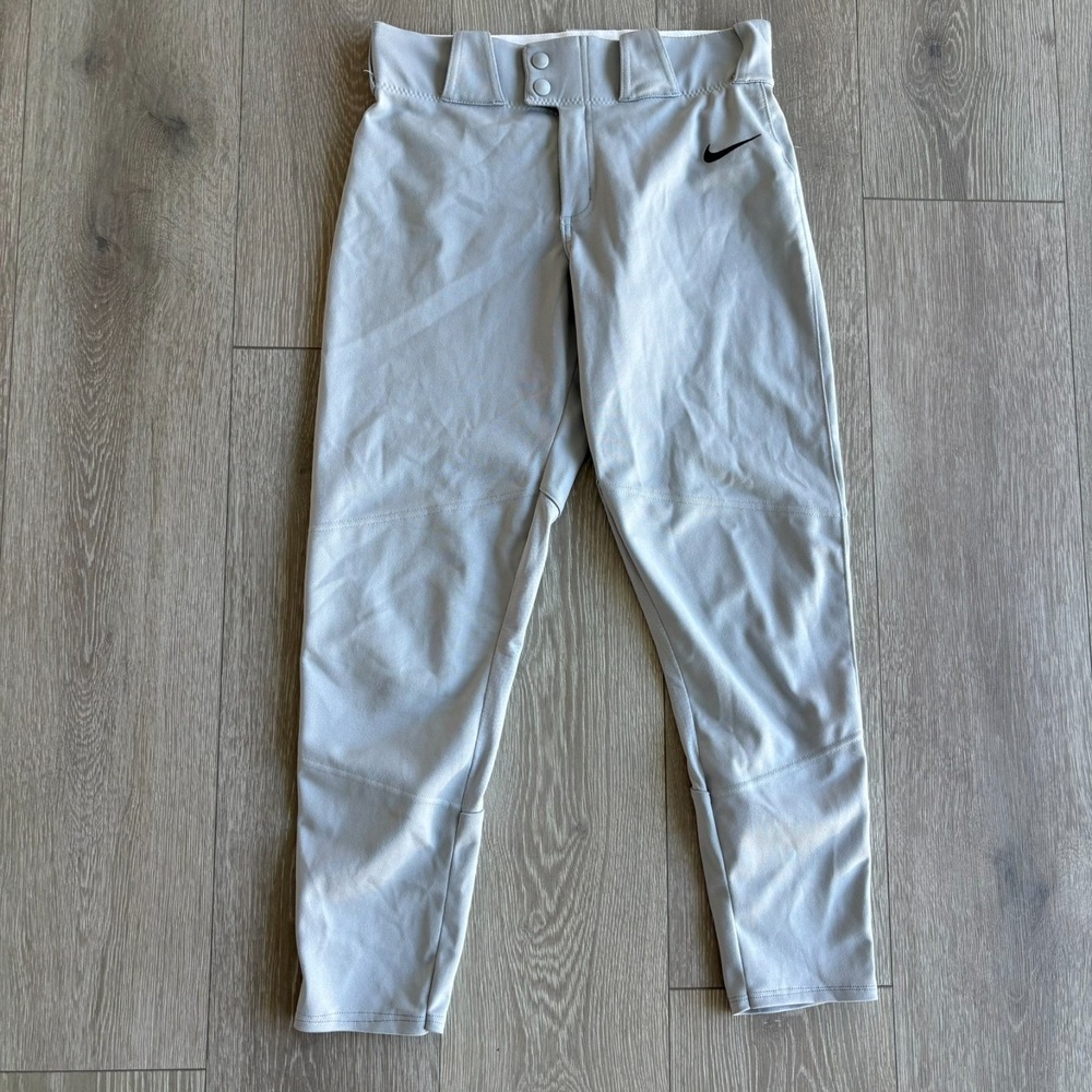 Nike Boys Light Gray Swoosh Logo Performance Vapor Select Baseball Pants Size XL